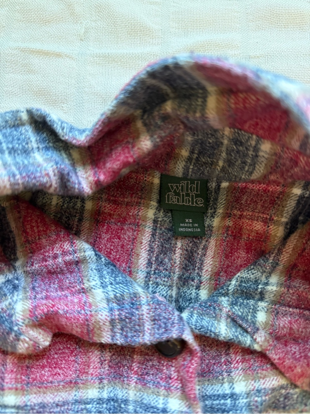 wild fable Pink and Gray Plaid Button-Down Shirt Jacket Fall Lumberjack Flannel - Picture 3 of 4